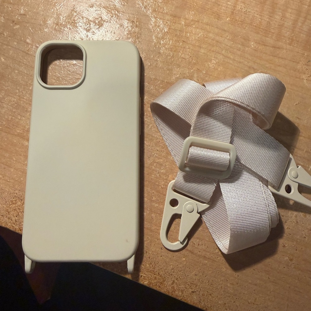 iPhone 14 Beige Silicone Phone Case with Matching Strap